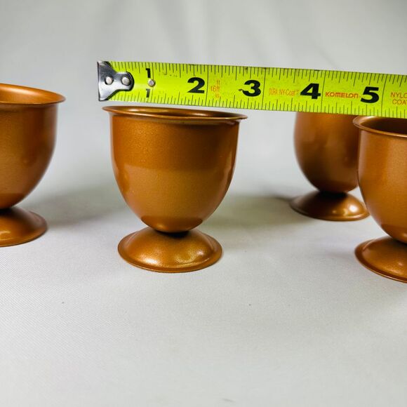 Vintage Metallic Copper Colored Pedestal Non-Food Set of 4 Cups Minor Flaws - Picture 4 of 9